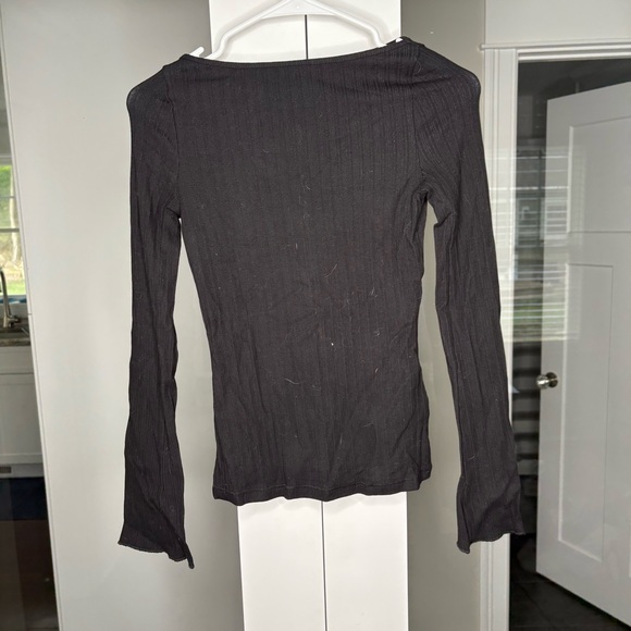 NWT Madewell Ribbed Long-Sleeve Boatneck Top Jet Black - Picture 2 of 5
